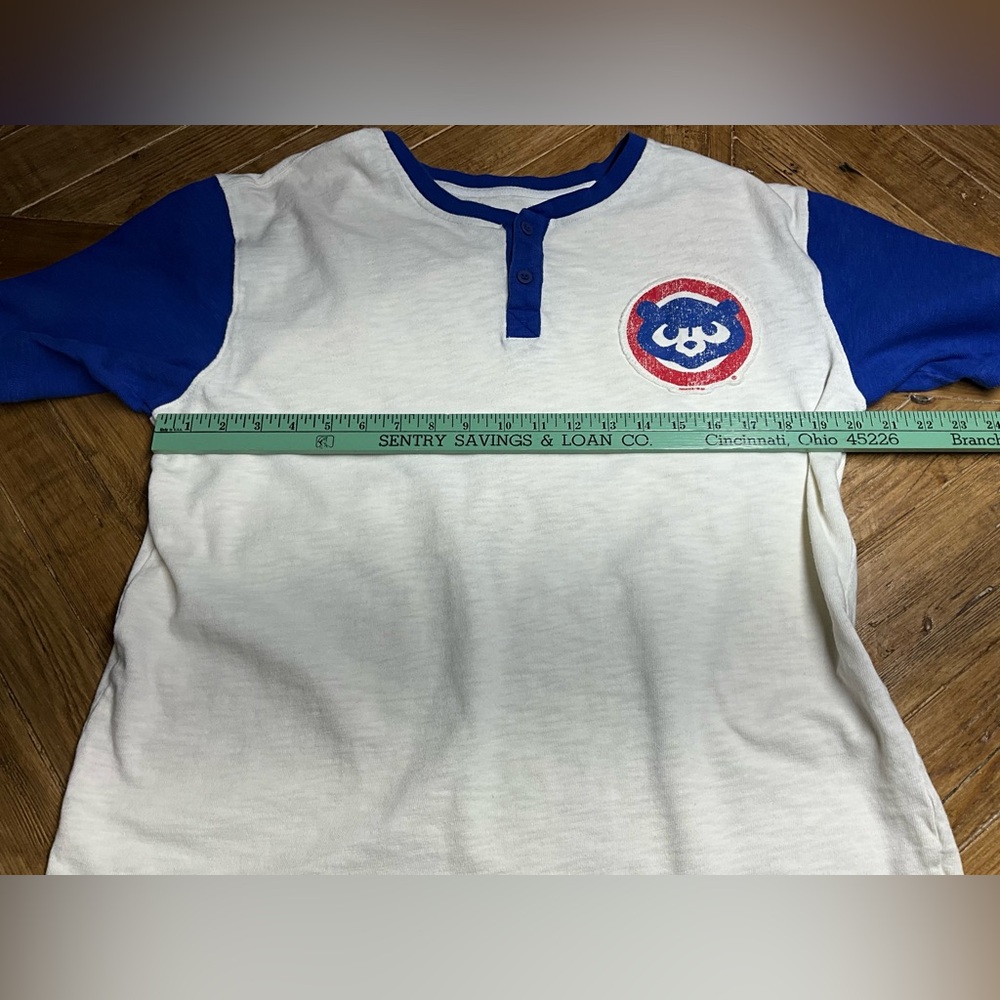 Men's Chicago Cubs Fanatics Cream/Royal True Classics Henley T-Shirt - size XL - Picture 5 of 9